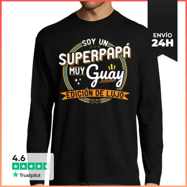 Camiseta Hombre Manga Larga Soy Un Superpapá Muy Guay LaTostadora