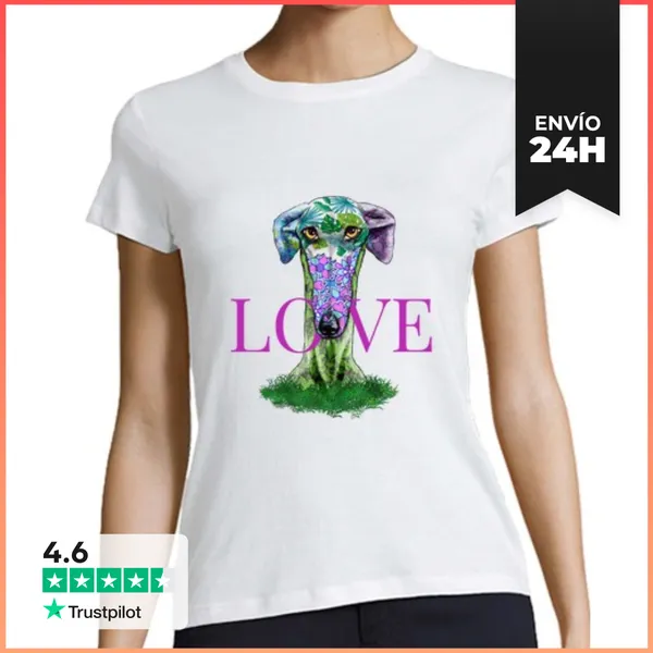 Camiseta Mujer Clásica Love Galgo Naturaleza LaTostadora