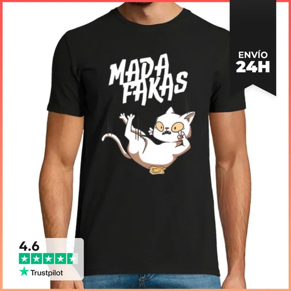 Camiseta Hombre Clásica Clumsy Cat I Madafakas I White Cat