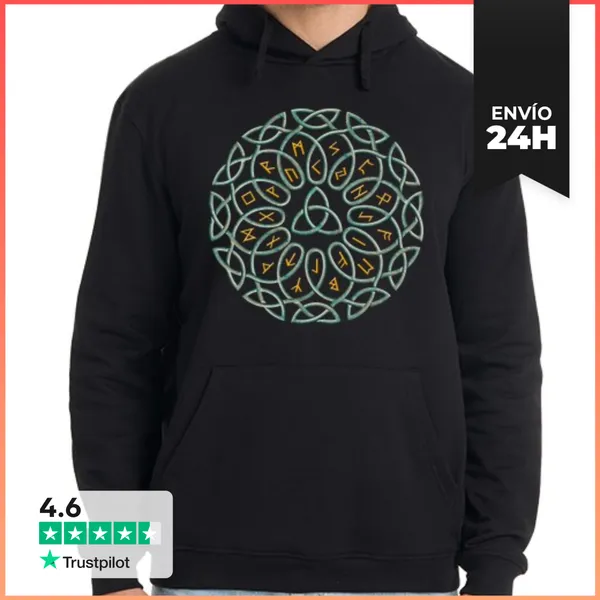 Sudadera Unisex Con Capucha Nudo, Runas Y Trisquel LaTostadora