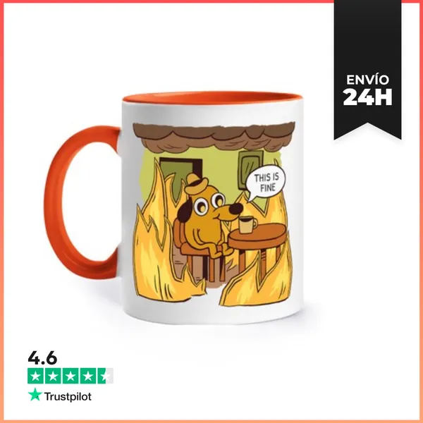 Taza De Colores This Is Fine - Taza LaTostadora