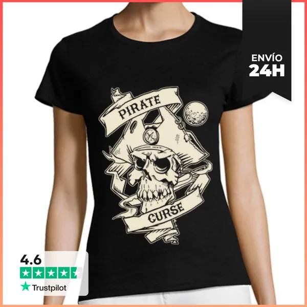 Camiseta Mujer Clásica Camiseta Calavera Pirata - Diseño Tatuaje
