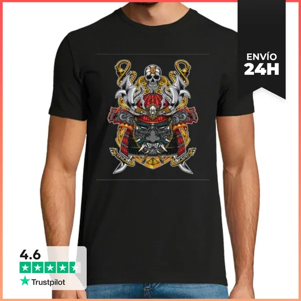 Camiseta Hombre Clásica Máscara De Samurai LaTostadora