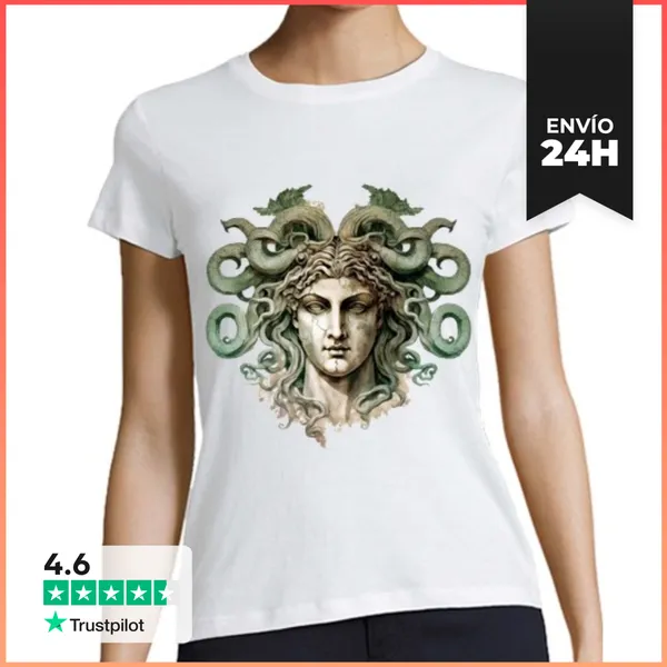 Camiseta Mujer Clásica Medusa La Gorgona Dibujo Foto