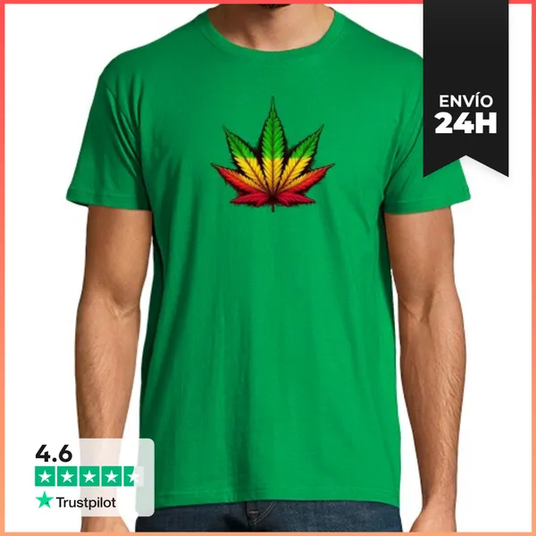 Camiseta Hombre Clásica Marijuana Tricolor LaTostadora