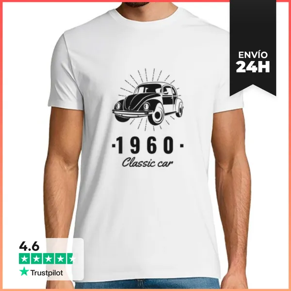Camiseta Hombre Clásica Coche Clásico Escarabajo Desde 1960