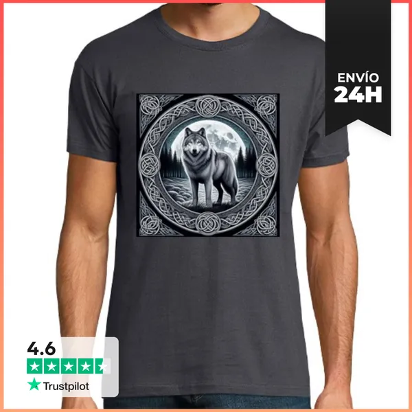 Camiseta Hombre Clásica Lobo En Un Círculo Celta LaTostadora