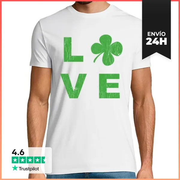 Camiseta Hombre Clásica Amor Irlandés Verde Cuadrado LaTostadora