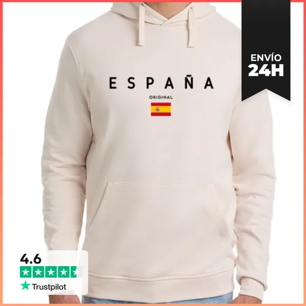 Sudadera Unisex Con Capucha Bandera De España, Diseño Minimalista
