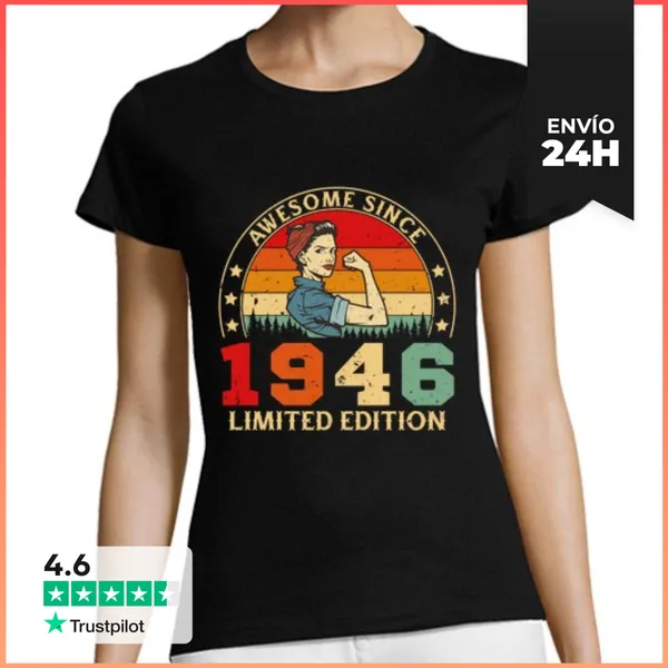 Camiseta Mujer Clásica 80 Cumpleaños 80 Años Vintage 1946
