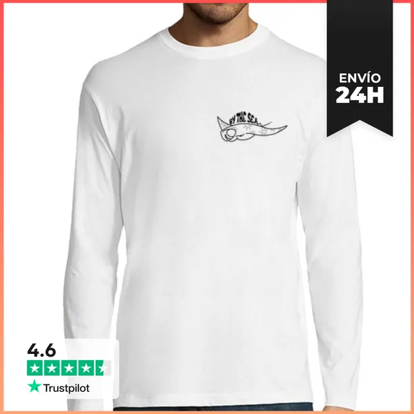 Camiseta Hombre Manga Larga MOBULIDAE Y MANTA LOGO LaTostadora