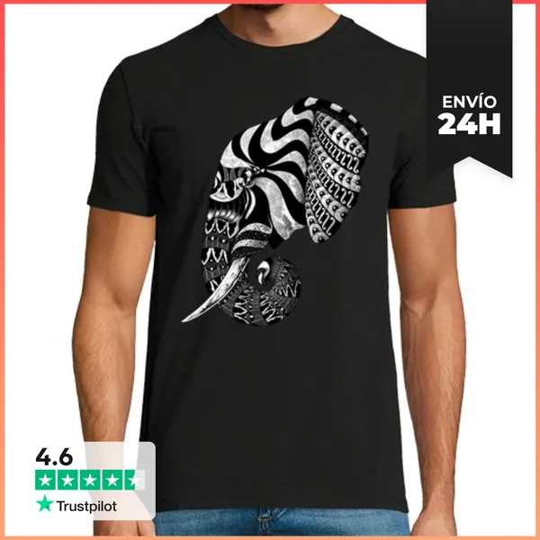 Camiseta Hombre Clásica Elefante Adornado LaTostadora