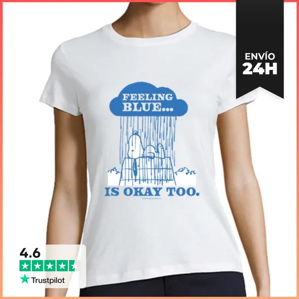 Camiseta Mujer Clásica Snoopy Feeling Blue LaTostadora