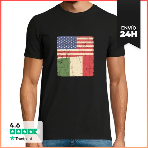 Camiseta Hombre Clásica Bandera Italiana Americana Patriótica
