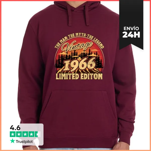 Sudadera Unisex Con Capucha Vintage 1966 Edición Limitada El