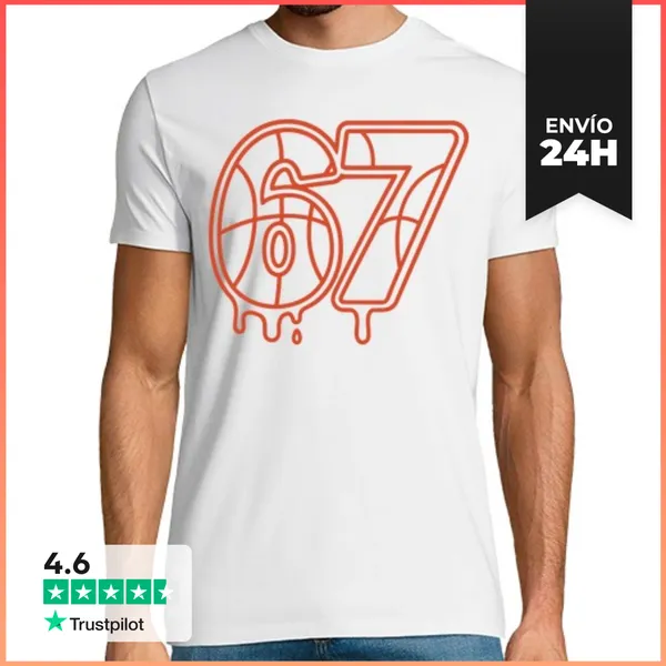 Camiseta Hombre Clásica 67 BASKETBALL SIX SEVEN BALÓN LaTostadora