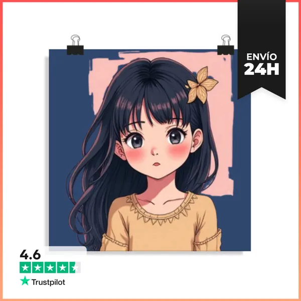 Póster Cuadrado Póster De Anime Manga Con Flores Para Chica