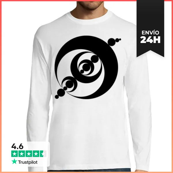 Camiseta Hombre Manga Larga Diseño De Círculo De Cultivos De