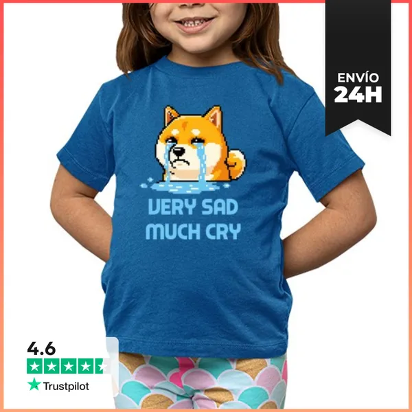 Camiseta Clásica Para Niños Muy Triste Mucho Llanto - Perro Shiba