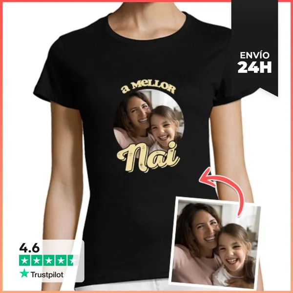Camiseta Mujer Clásica Camiseta A Mellor Nai Foto Personalizable