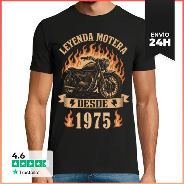 Camiseta Hombre Clásica Leyenda Motera Desde Año De Nacimiento