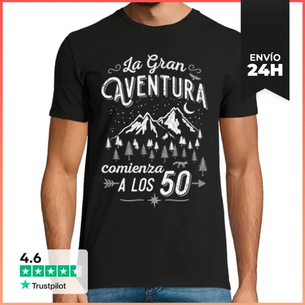 Camiseta Hombre Clásica La Gran Aventura Comienza A Los 50
