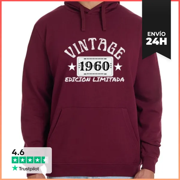 Sudadera Unisex Con Capucha Vintage 1960 Edición Limitada Regalo