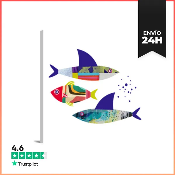 Lienzo Cuadrado Fishes L LaTostadora