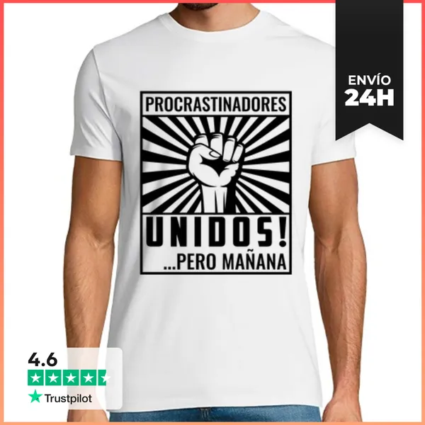 Camiseta Hombre Clásica Procrastinadores Unidos Pero Mañana