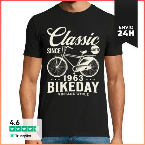 Camiseta Hombre Clásica 1963 60 Años Cumpleaños Ciclista
