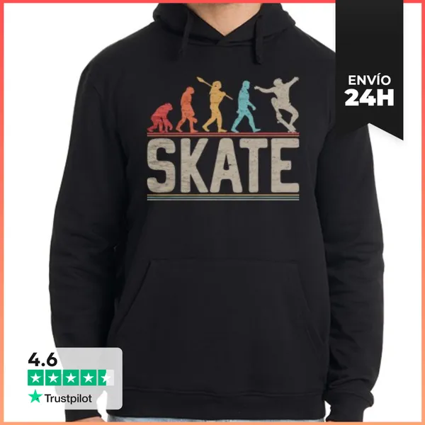 Sudadera Unisex Con Capucha Skateboarder Evolución Patineta