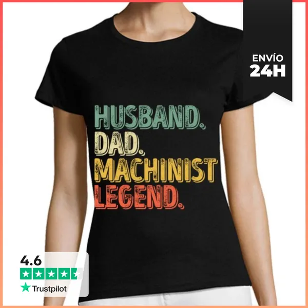 Camiseta Mujer Clásica Esposo De Mens Papá Maquinista Leyenda