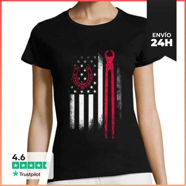 Camiseta Mujer Clásica Herramientas De Herrador Bandera Clavo De