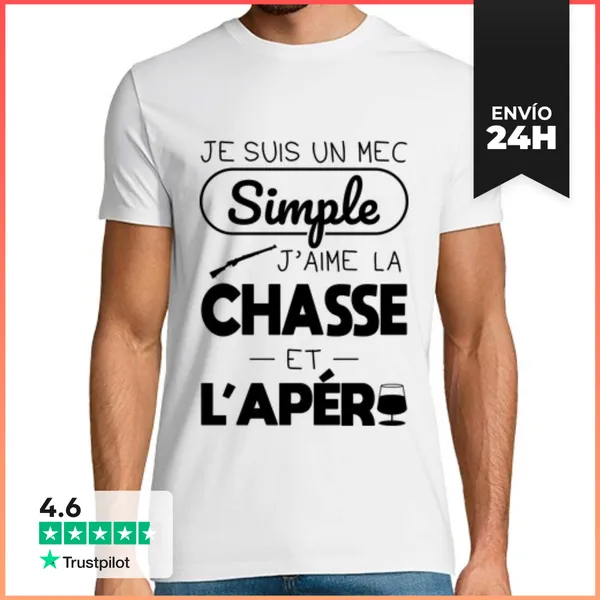 Camiseta Hombre Clásica Chico Sencillo Le Gusta La Caza Y El Ap