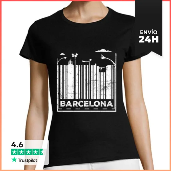 Camiseta Mujer Clásica Barcelona City Vintage LaTostadora