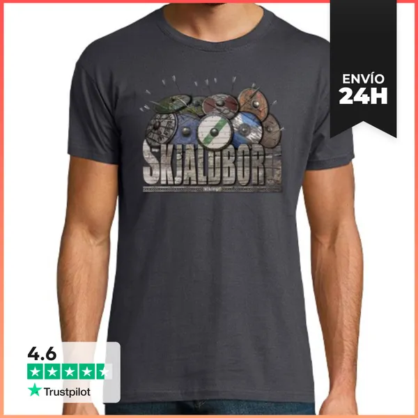 Camiseta Hombre Clásica Skjaldborg Muro De Escudos Vikingo