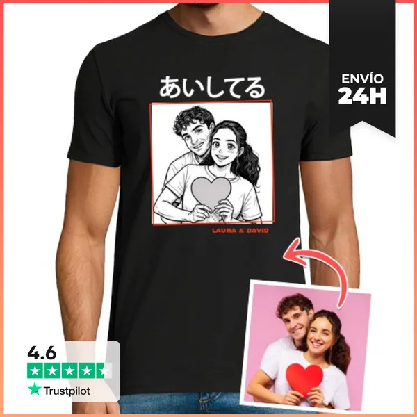 Camiseta Hombre Clásica Efecto Manga Camiseta Te Quiero Foto