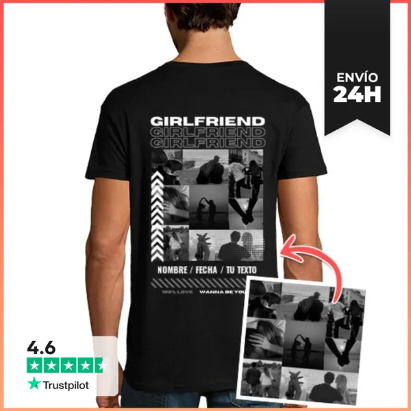 Camiseta Hombre Clásica Camiseta Girlfriend Foto Personalizada