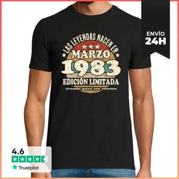 Camiseta Hombre Clásica Las Leyendas Nacen En Marzo 1983