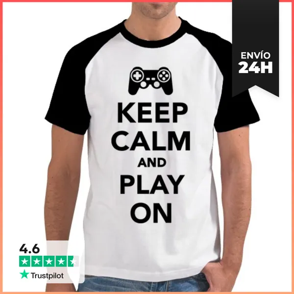 Camiseta Hombre, Estilo Béisbol Mantén La Calma Y Juega