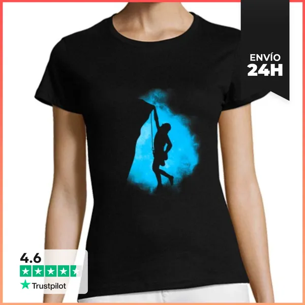 Camiseta Mujer Clásica Silueta De Escalada En Roca LaTostadora