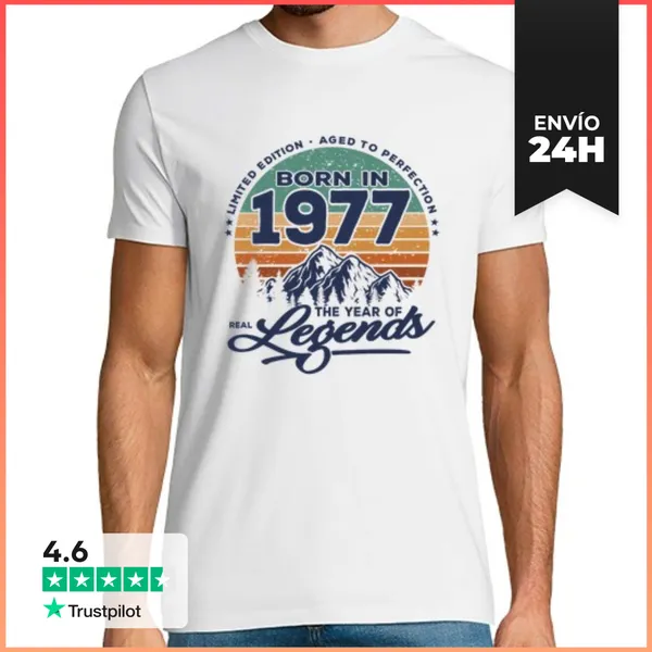 Camiseta Hombre Clásica Las Leyendas Reales Nacen En 1977