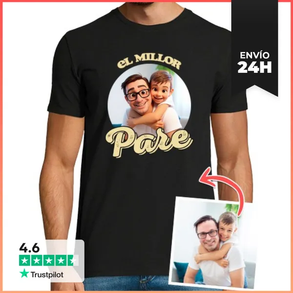 Camiseta Hombre Clásica El Millor Pare Regal Samarreta
