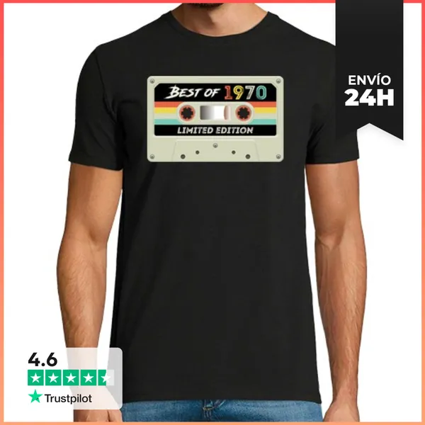 Camiseta Hombre Clásica Best Of 1970 - Cassette LaTostadora