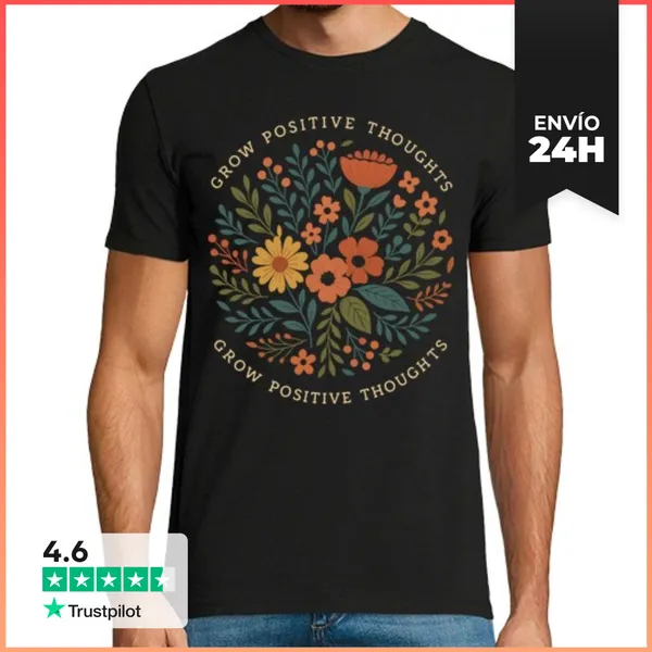 Camiseta Hombre Clásica Círculo Floral De Crecimiento Positivo