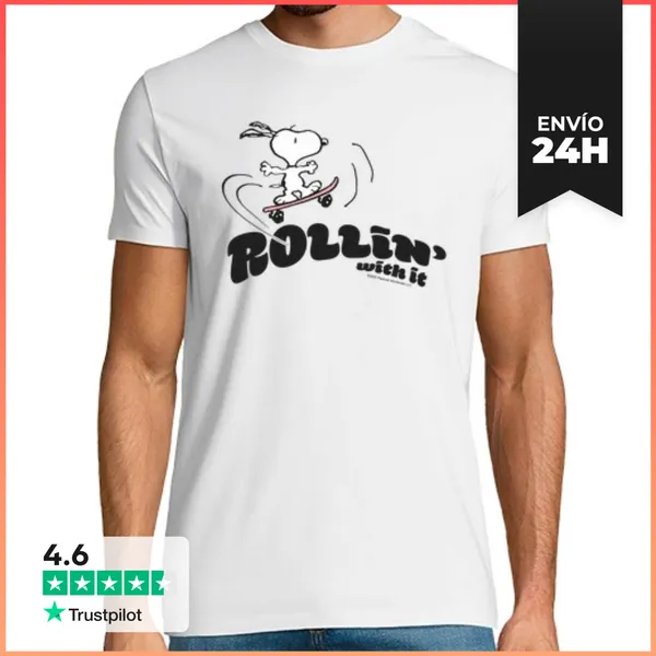 Camiseta Hombre Clásica Snoopy Rollin With It LaTostadora