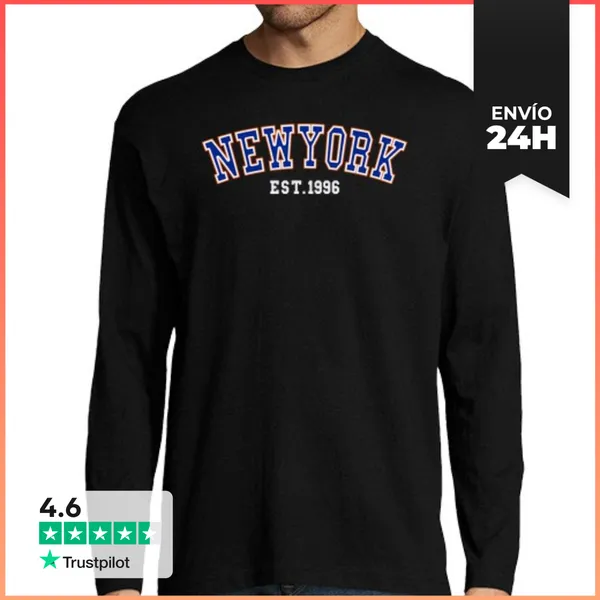 Camiseta Hombre Manga Larga Nueva York Est 1996 LaTostadora