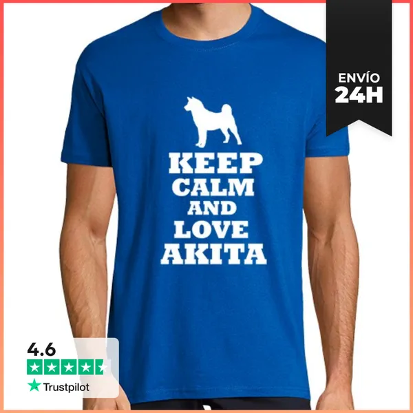 Camiseta Hombre Clásica Keep Calm And Love Akita LaTostadora