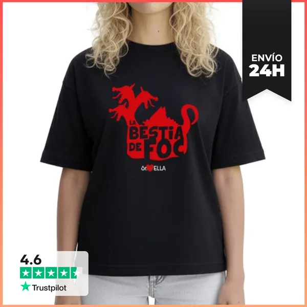 Camiseta Mujer Boxy Drac La Bèstia De Foc LaTostadora