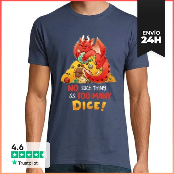Camiseta Hombre Clásica No Such Thing As Too Many Dice